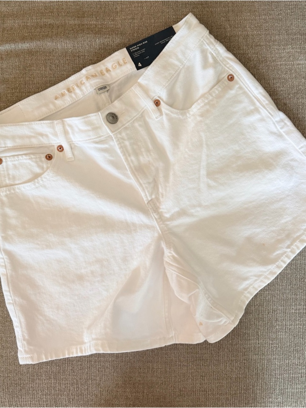 American Eagle Outfitters White High-Rise Denim Shorts